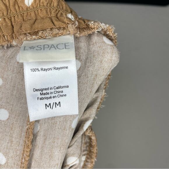 L Space Polka Dot Ruffle Jumpsuit Brown Sleeveless Tie Front Size Medium - Picture 7 of 7